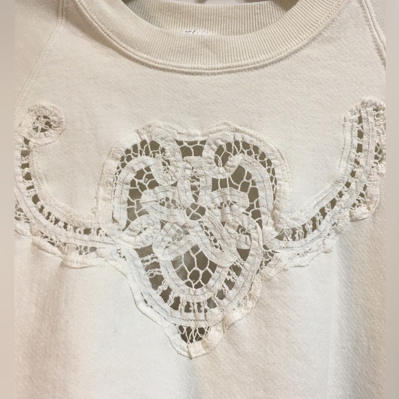 Jerzees White Long Sleeve Sweatshirt with See through Lace Heart Large - Picture 3 of 5